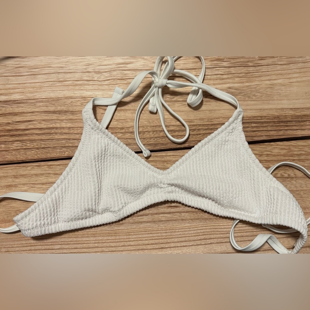 Aerie White Ribbed Bralette with Adjustable Straps
